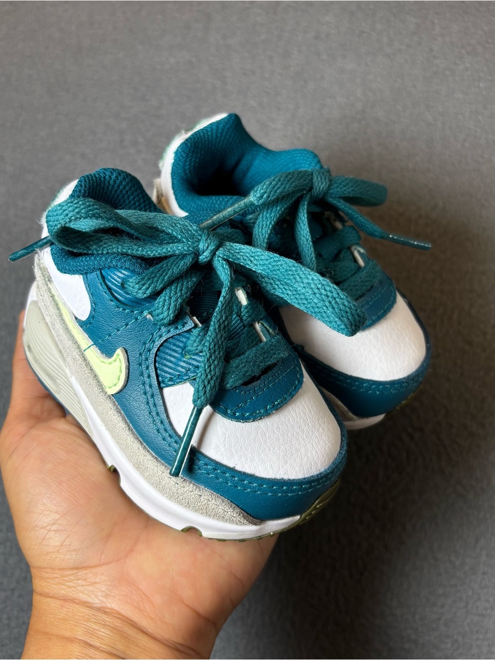 Nike Air Max 90 LTR White/Barely Volt toddler size 3C